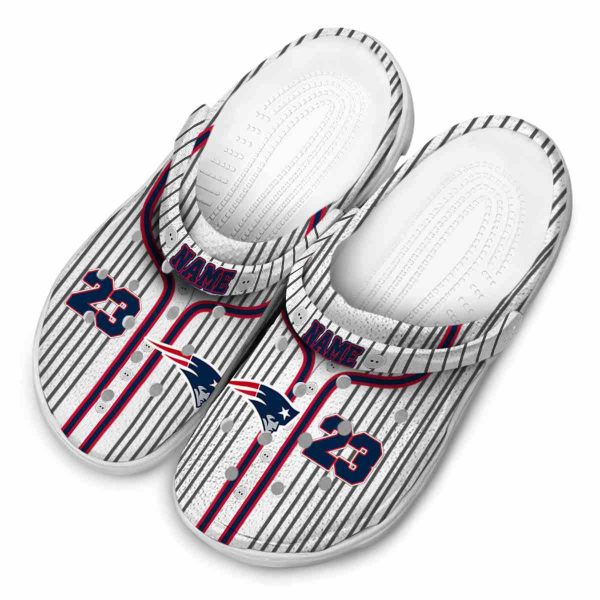 Personalized New England Patriots Pinstripe Pattern Crocs Trendy