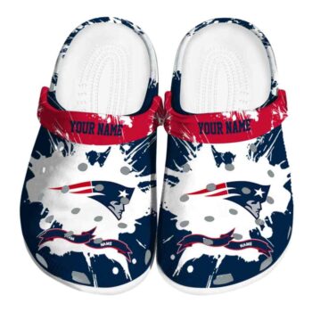 Personalized New England Patriots Splatter Pattern Crocs Best selling