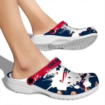 Personalized New England Patriots Splatter Pattern Crocs High quality