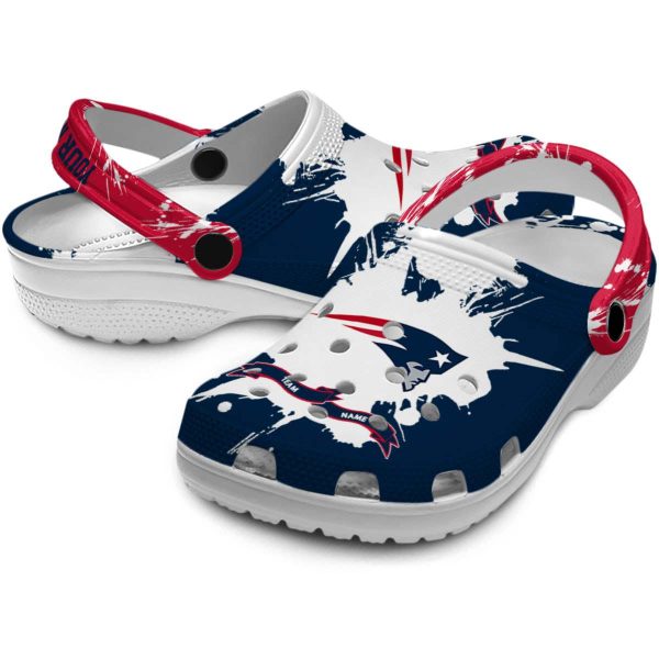 Personalized New England Patriots Splatter Pattern Crocs Latest Model