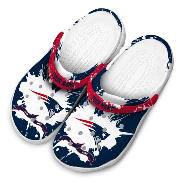 Personalized New England Patriots Splatter Pattern Crocs Trendy