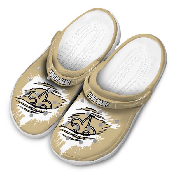 Personalized New Orleans Saints Splash Motif Background Crocs Trendy