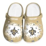 Personalized New Orleans Saints Splatter Background Crocs Best selling