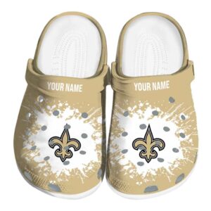 Personalized New Orleans Saints Splatter Background Crocs Best selling