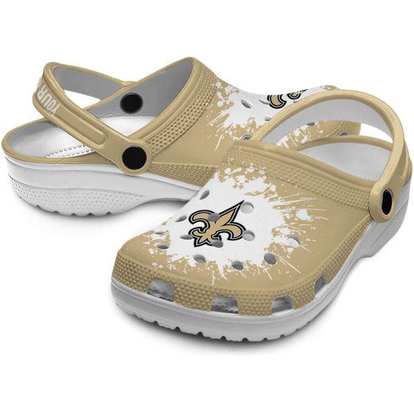 Personalized New Orleans Saints Splatter Background Crocs Latest Model