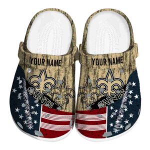 Personalized New Orleans Saints Star Spangled Side Pattern Crocs Best selling
