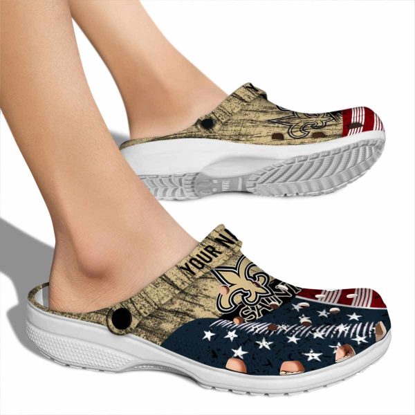 Personalized New Orleans Saints Star Spangled Side Pattern Crocs High quality