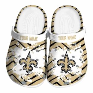 Personalized New Orleans Saints Zigzag Paint Burst Crocs Best selling