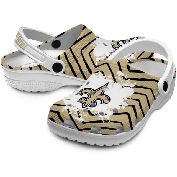Personalized New Orleans Saints Zigzag Paint Burst Crocs Latest Model