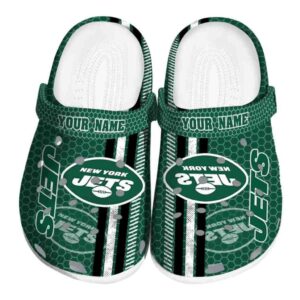 Personalized New York Jets Contrasting Stripes Crocs Best selling