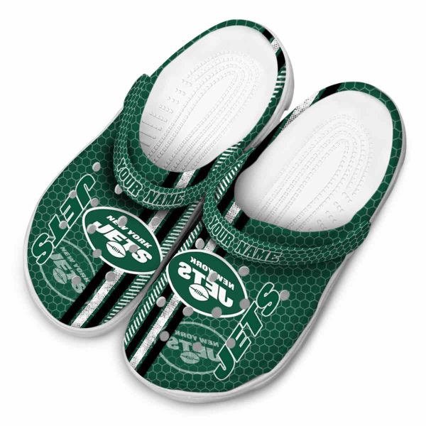 Personalized New York Jets Contrasting Stripes Crocs Trendy