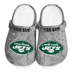 Personalized New York Jets Cracked Texture Crocs Best selling