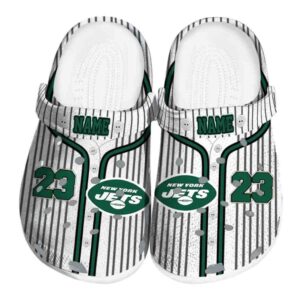 Personalized New York Jets Pinstripe Pattern Crocs Best selling