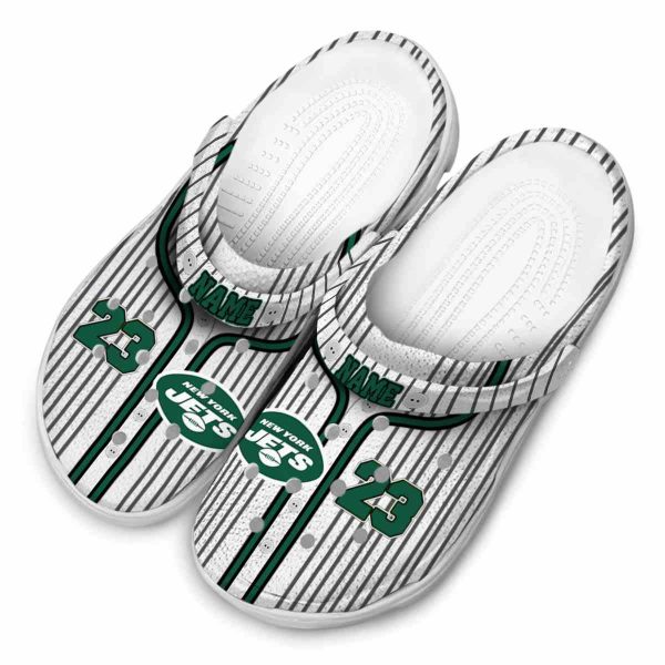 Personalized New York Jets Pinstripe Pattern Crocs Trendy