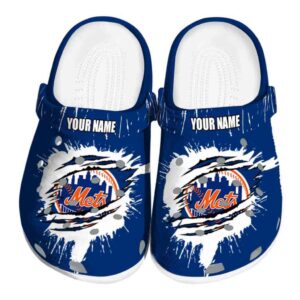 Personalized New York Mets Splash Motif Background Crocs Best selling