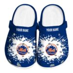 Personalized New York Mets Splatter Background Crocs Best selling