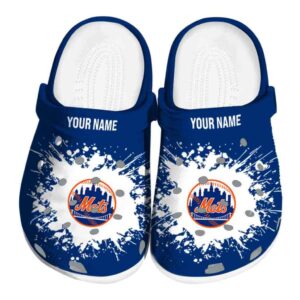 Personalized New York Mets Splatter Background Crocs Best selling