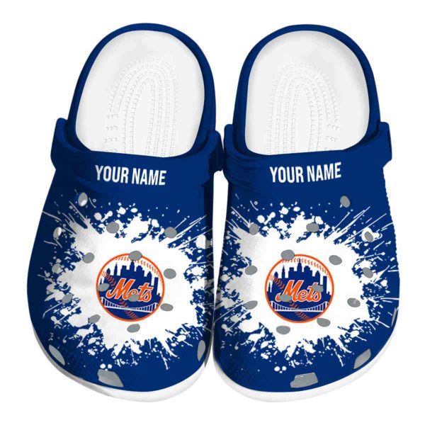 Personalized New York Mets Splatter Background Crocs Best selling