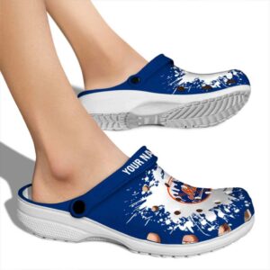 Personalized New York Mets Splatter Background Crocs High quality