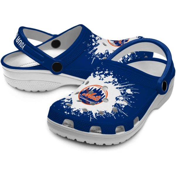 Personalized New York Mets Splatter Background Crocs Latest Model