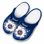 Personalized New York Mets Splatter Background Crocs Best selling
