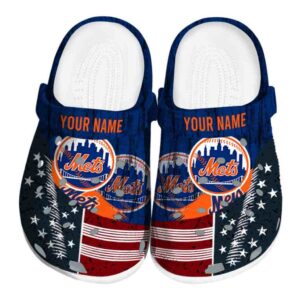 Personalized New York Mets Star Spangled Side Pattern Crocs Best selling
