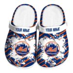 Personalized New York Mets Zigzag Paint Burst Crocs Best selling