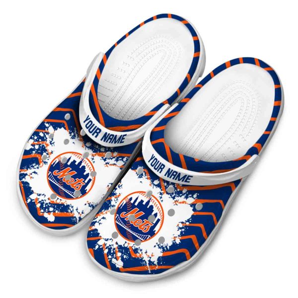 Personalized New York Mets Zigzag Paint Burst Crocs Trendy