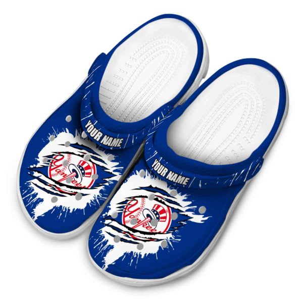 Personalized New York Yankees Splash Motif Background Crocs Trendy