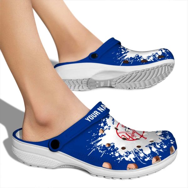 Personalized New York Yankees Splatter Background Crocs High quality