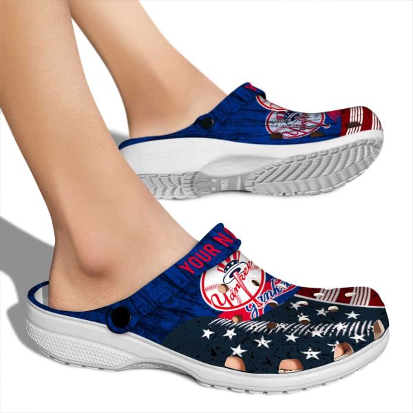 Personalized New York Yankees Star Spangled Side Pattern Crocs High quality