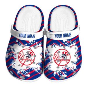 Personalized New York Yankees Zigzag Paint Burst Crocs Best selling