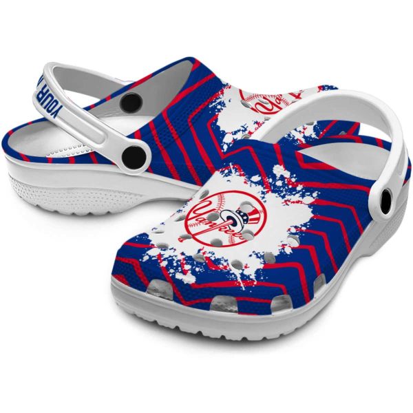 Personalized New York Yankees Zigzag Paint Burst Crocs Latest Model