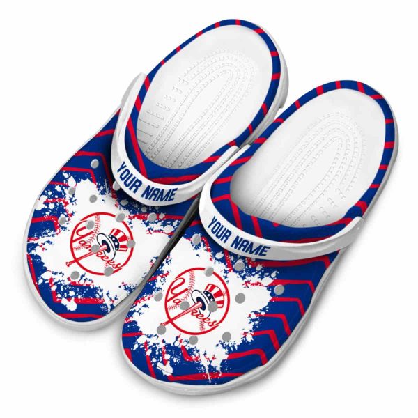 Personalized New York Yankees Zigzag Paint Burst Crocs Trendy