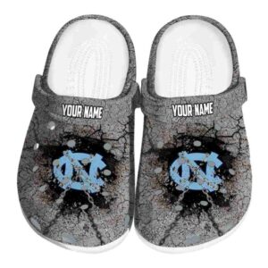Personalized North Carolina Tar Heels Cracked Ground Texture Crocs Best selling