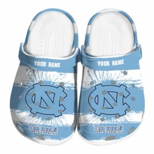 Personalized North Carolina Tar Heels Paint Splatter Graphics Crocs Best selling