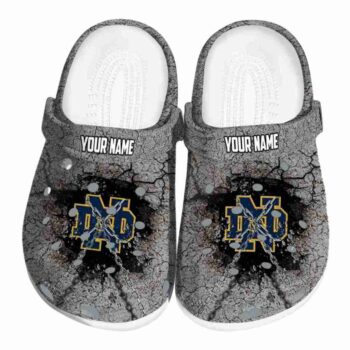 Personalized Notre Dame Fighting Irish Cracked Ground Texture Crocs Best selling