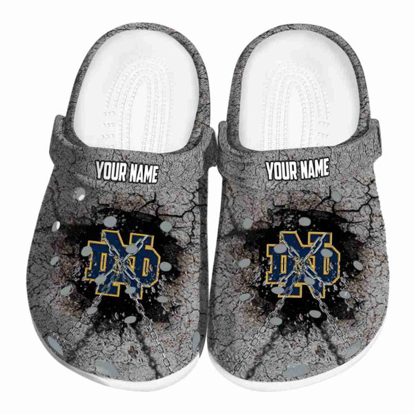 Personalized Notre Dame Fighting Irish Cracked Ground Texture Crocs Best selling