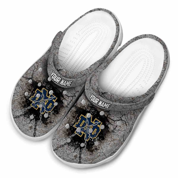 Personalized Notre Dame Fighting Irish Cracked Ground Texture Crocs Trendy