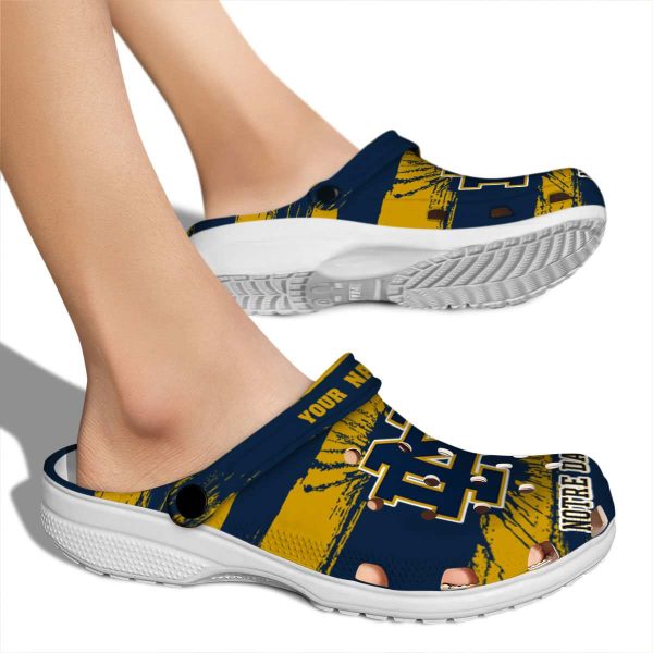 Personalized Notre Dame Fighting Irish Paint Splatter Graphics Crocs High quality