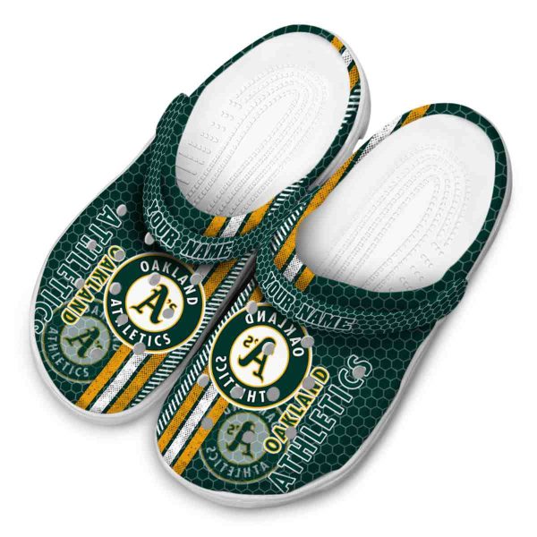 Personalized Oakland Athletics Contrasting Stripes Crocs Trendy