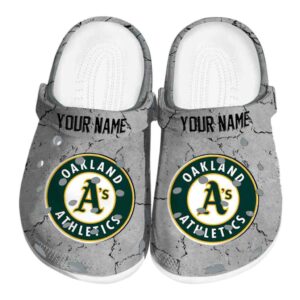 Personalized Oakland Athletics Cracked Texture Crocs Best selling