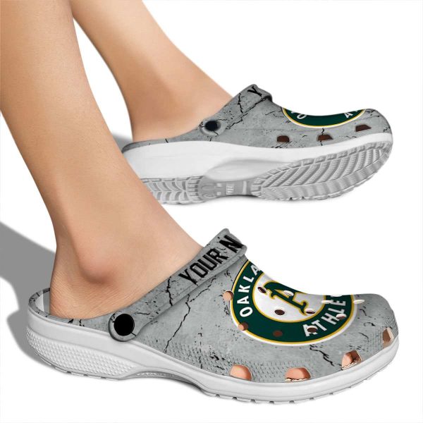 Personalized Oakland Athletics Cracked Texture Crocs High quality