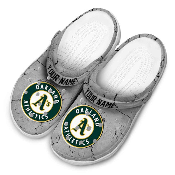 Personalized Oakland Athletics Cracked Texture Crocs Trendy