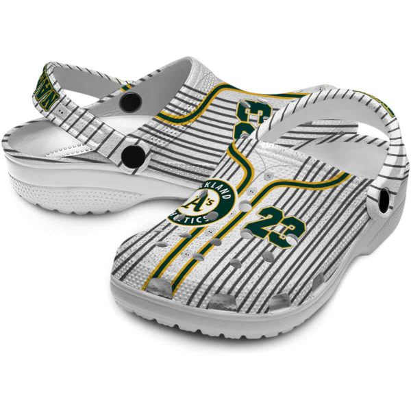 Personalized Oakland Athletics Pinstripe Pattern Crocs Latest Model