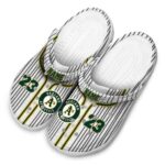Personalized Oakland Athletics Pinstripe Pattern Crocs Best selling