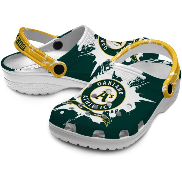 Personalized Oakland Athletics Splatter Pattern Crocs Latest Model