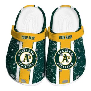 Personalized Oakland Athletics Vertical Stripes Crocs Best selling