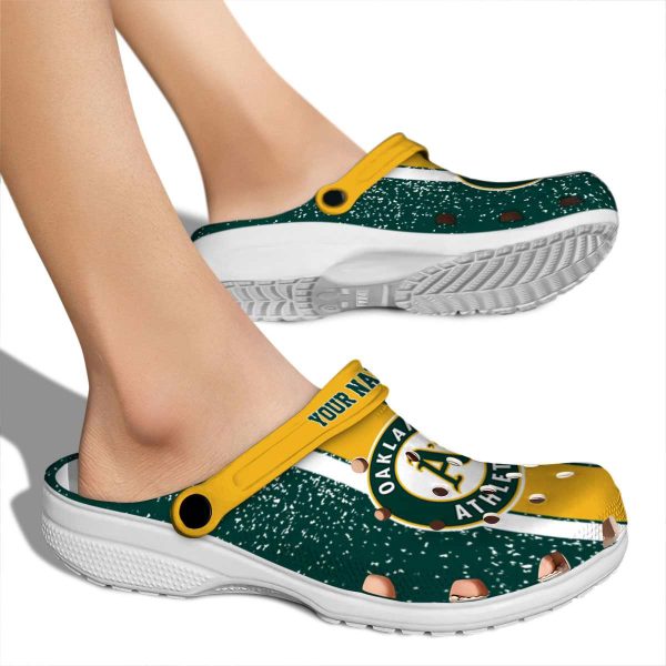 Personalized Oakland Athletics Vertical Stripes Crocs High quality