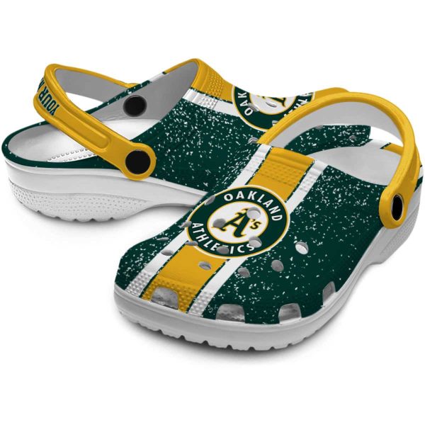 Personalized Oakland Athletics Vertical Stripes Crocs Latest Model